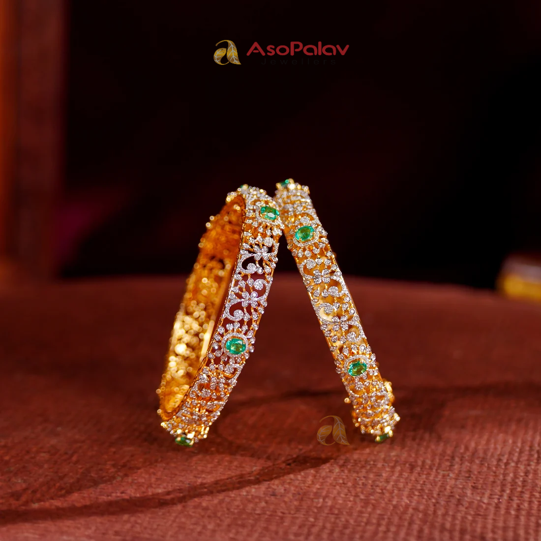18K Diamond Wedding Bangles for a Dazzling Bridal Look